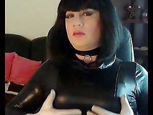 PVC Mistress jerking off